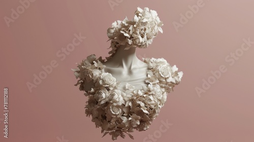 A womans head created by various colorful flowers against a soft pink backdrop The concept of breast cancer.