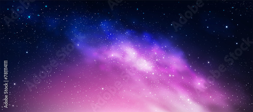 Night Sky Galaxy,Cloud with Nebula,Starry in Dark Blue Background,Universe filled with Star light in Purple,Pink,Beautiful Nature Star field with Milky Way,Horizon banner colorful cosmos,stardust