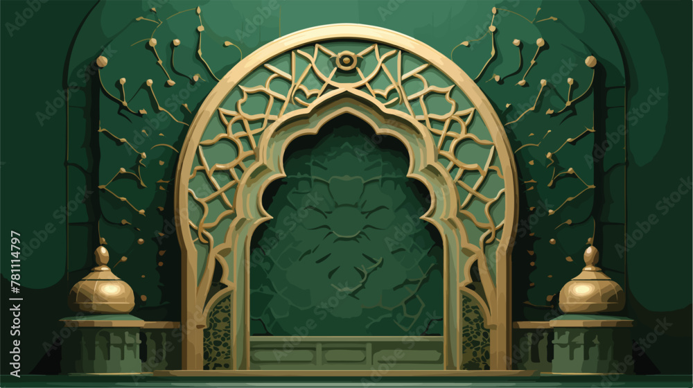 Green ornamental stone relief in arabic architectur