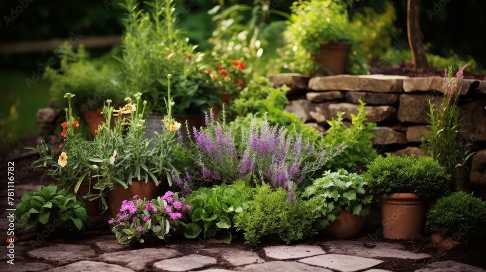 Well kept garden featuring a variety of herbs Well kept garden featuring a variety of herbs