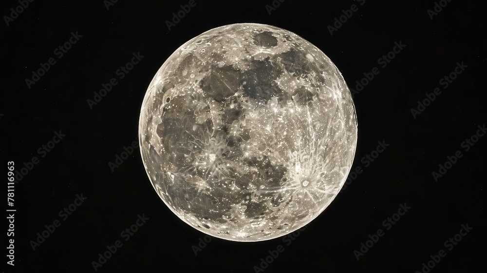 Fototapeta premium Gaze upon the serene beauty of a full moon in the night sky.