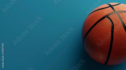 Basketball on a blue background, ideal for banners with ample copy space, AI Generative.