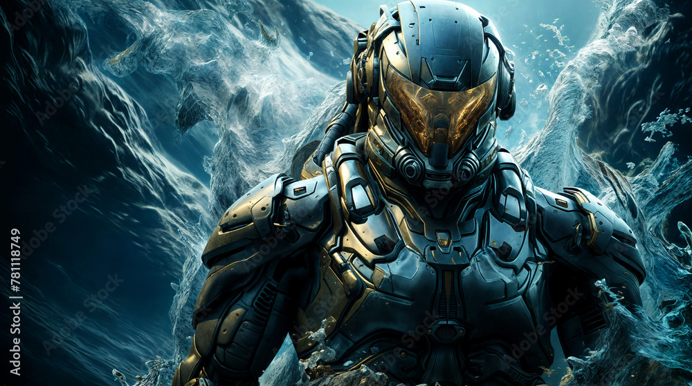 Futuristic Armored Warrior Ready for Combat on Alien Planet - Sci-Fi Concept Art Futuristic Armored Warrior Ready for Combat on Alien Planet - Sci-Fi Concept Art
