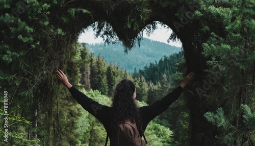 forest heartbeat the heart of a traveler overlaid with a dense green forest depicting the connection between nature and the human spirit ideal for eco friendly travel promotions