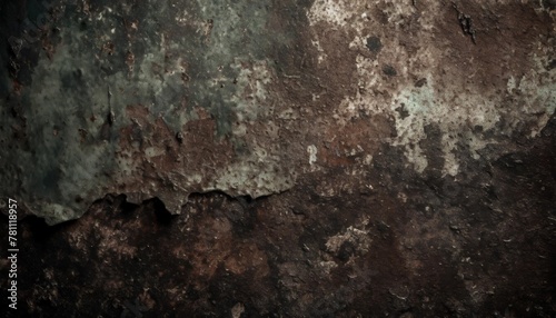 weathered peeling paint on old cement wall and rusty metal texture