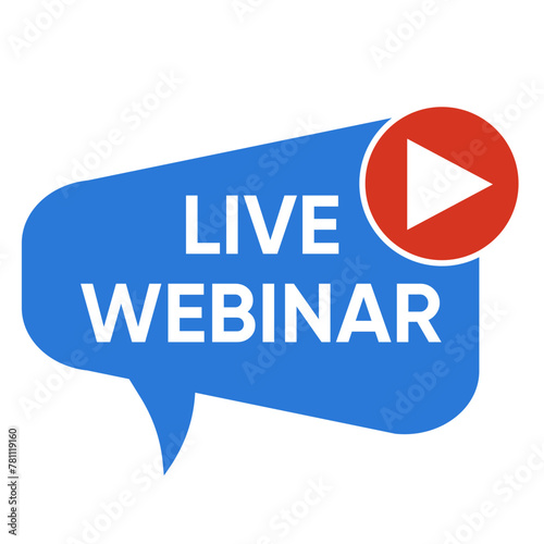 Live Webinar Button label, online Webinar