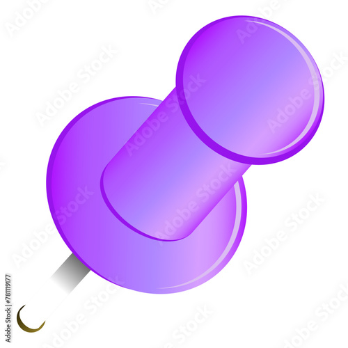 Realistic purple thumbtack pin