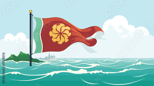 Guernsey waving Flag design vector 2d flat cartoon