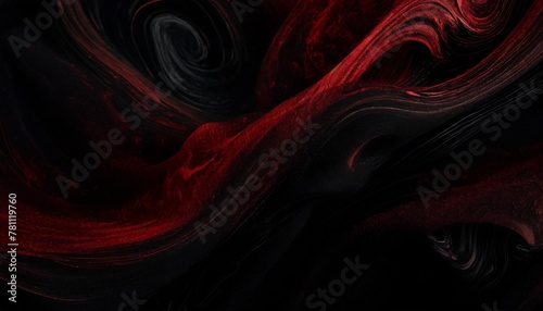 abstract dark backgorund in red and black tones of wavy substances photo