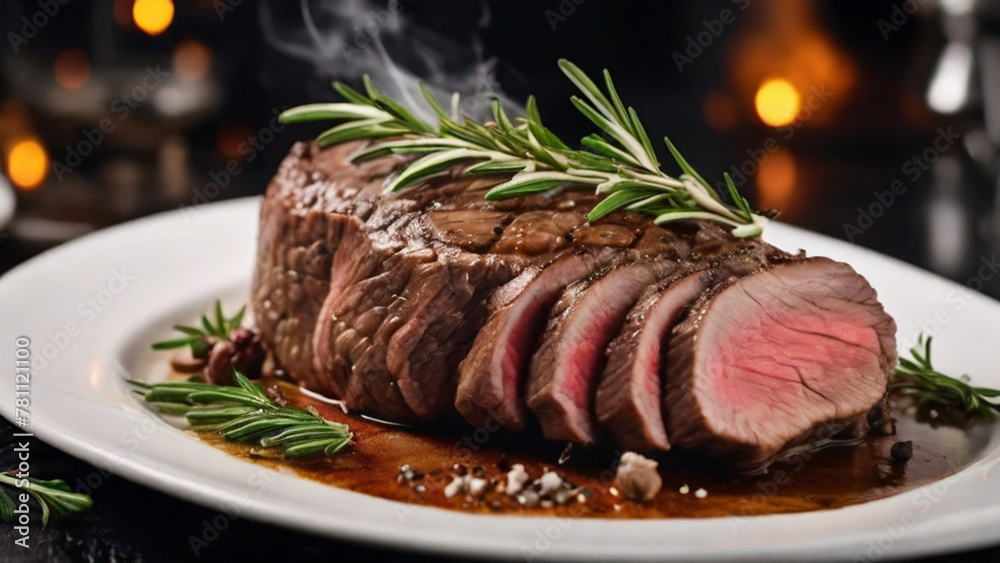 Roasted beef tenderloin with rosemary