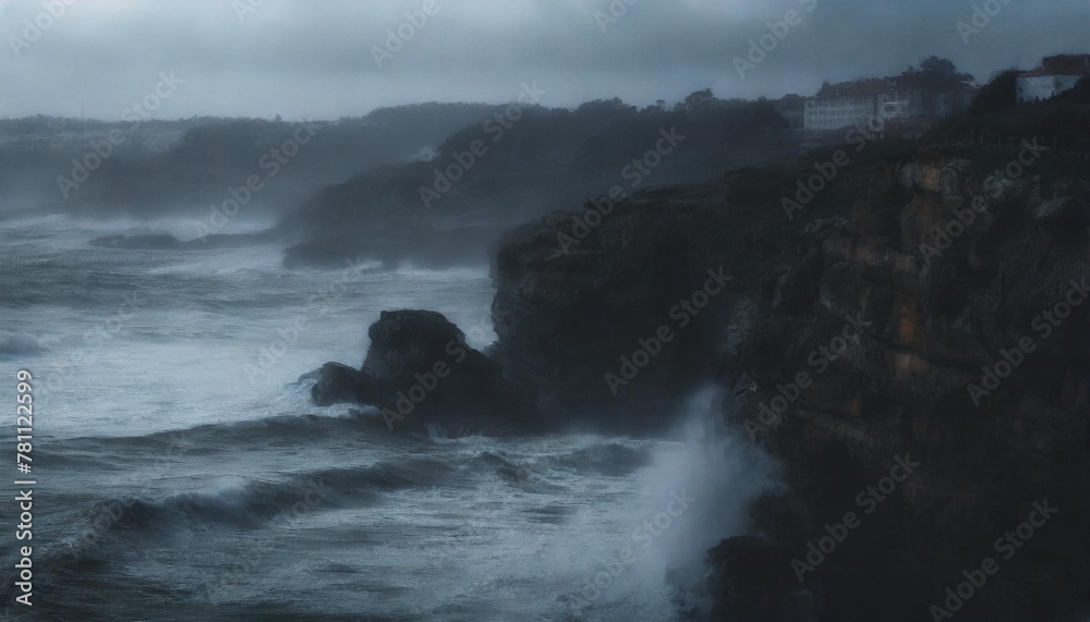 morning waves hit the coastal cliffs on the atlantic coast near porto portugal s second largest city