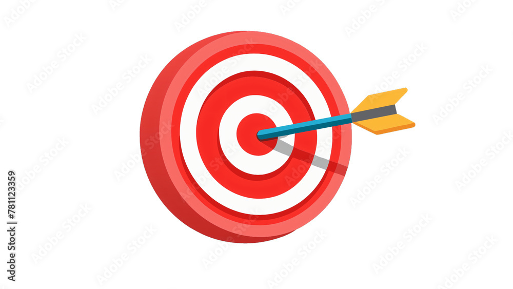 Accurate Aiming: Target with Red Arrows Hits Bullseye
