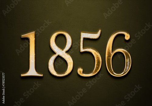 Old gold effect of 1856 number with 3D glossy style Mockup.	