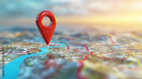 3D Location red pointer online, Search Bar and Pin Isolated. GPS Pointer Marker Icon. GPS and Navigation Symbol. Element for Map, Social Media, Mobile Apps. Realistic Illustration background. Digital 