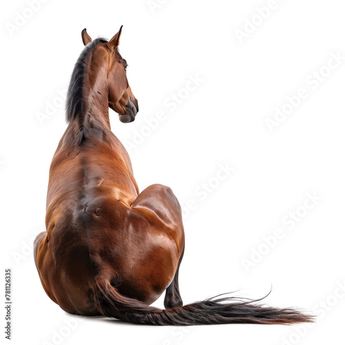 Elegant horse sitting with a straight posture