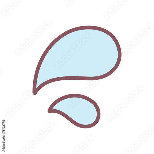 Cute water drops icon. Hand drawn illustration of a two droplets isolated on a white background. Kawaii sticker. Vector 10 EPS.