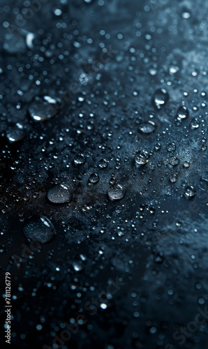 Macro photo of condensation droplets against darkness.