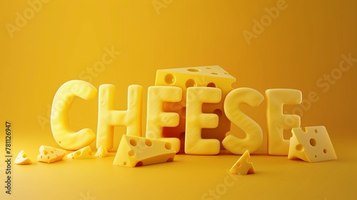 front view, 3D text saying 