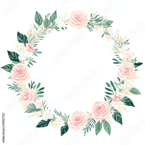 Rose wreath watercolor frame flowers  a set of illustrations in handmade 
