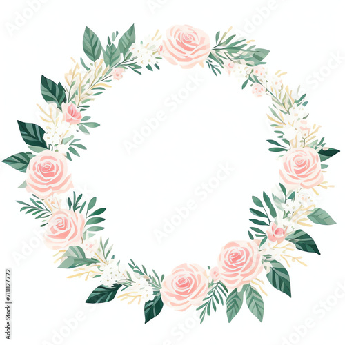 Rose wreath watercolor frame flowers, a set of illustrations in handmade 
