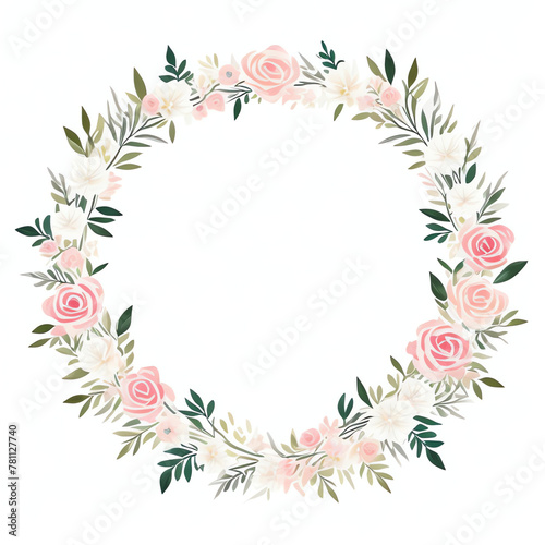 Rose wreath watercolor frame flowers, a set of illustrations in handmade  © saritwat