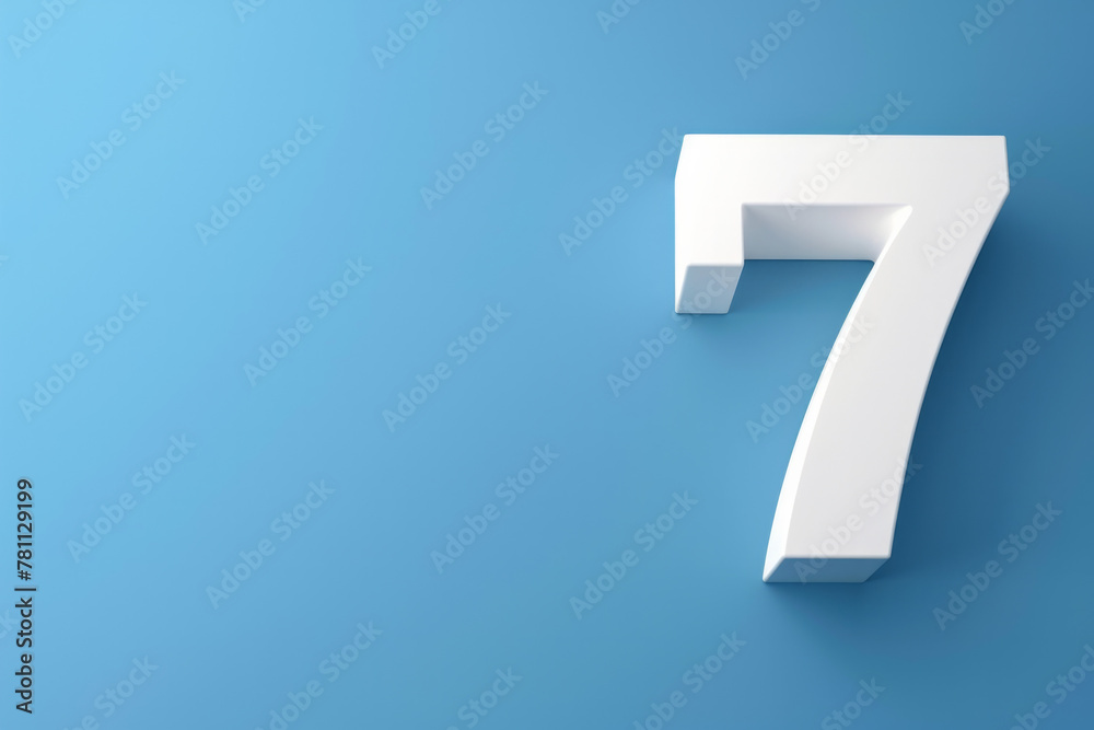 Number 7 text on a clean blue background Number 7 text on a clean blue background
