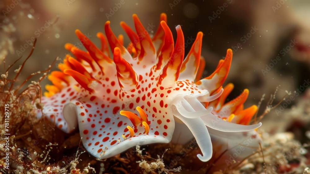 Sea slug with orange white spots Sea slug with orange white spots