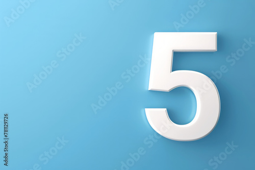 Number 5 text on a clean blue background