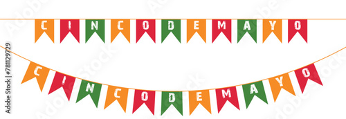 Cinco De Mayo announcing poster template. Ornate lettering, sombreros and cactuses. Mexican style rich ornamented border. Vector illustration. EPS 10