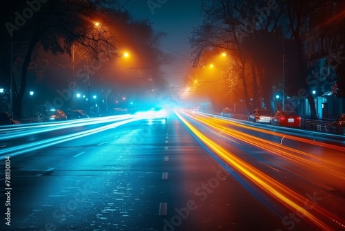 A street with a lot of cars and a lot of lights