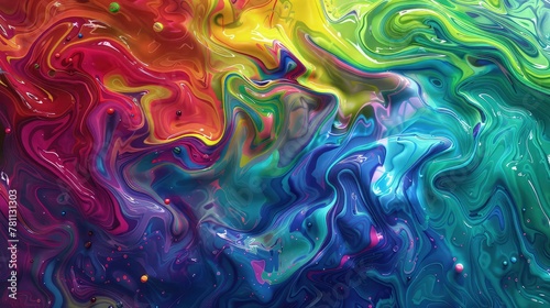 A vibrant abstract background with colorful paints flowing in swirling patterns.