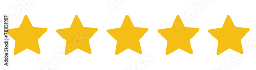 Five stars customer product rating review flat icon for apps and websites  golden 5 stars yellow score. 11 11