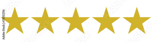 Five stars customer product rating review flat icon for apps and websites, golden 5 stars yellow score. 11:11 photo