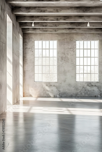 Large empty room with three windows along one wall.