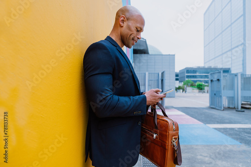 Young businessman going to work in the morning