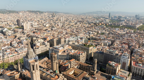 Aerial view of Barcelona city. Drone shot. © Dream filmmaker