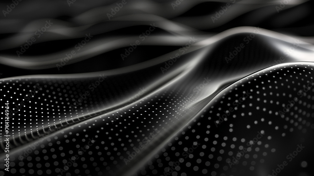 Black wavy background with small white dots, wave effect Black wavy background with small white dots, wave effect