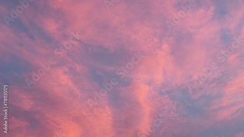 Beautiful pink clouds in the sky at sunset background