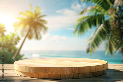 Tropical Beach View with Wooden Deck