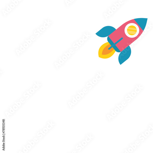 Cartoon rocket space ship route
