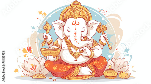 Hand drawn sketch of Lord Ganesha in vector illustr © visual