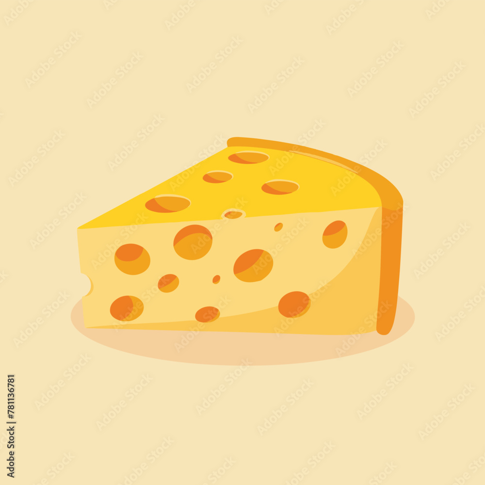 Cheese slice with hole flat vector illustration Cheese slice with hole flat vector illustration