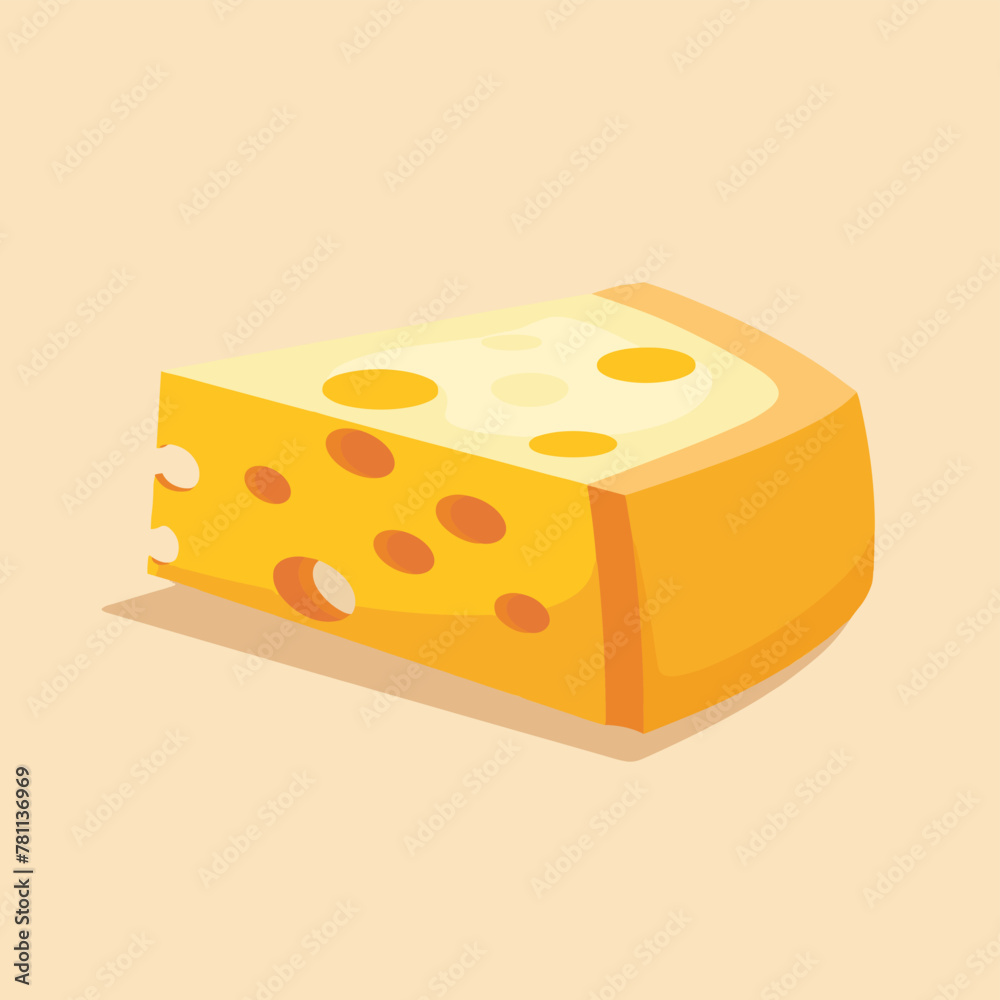 Cheese slice with hole flat vector illustration Cheese slice with hole flat vector illustration