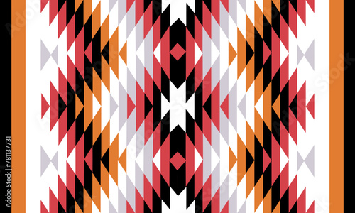 Navajo tribal vector pattern. Native American ornament. Ethnic South Western decor style. Boho geometric ornament.Ikat floral paisley embroidery blanket, rug. Woven carpet