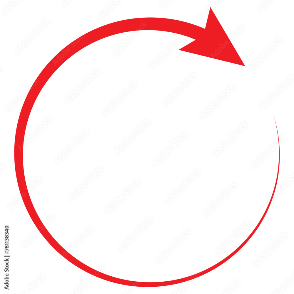 Circular arrow for cycle, loop, sync or rotation related icon. Red circular arrow icon isolated. 