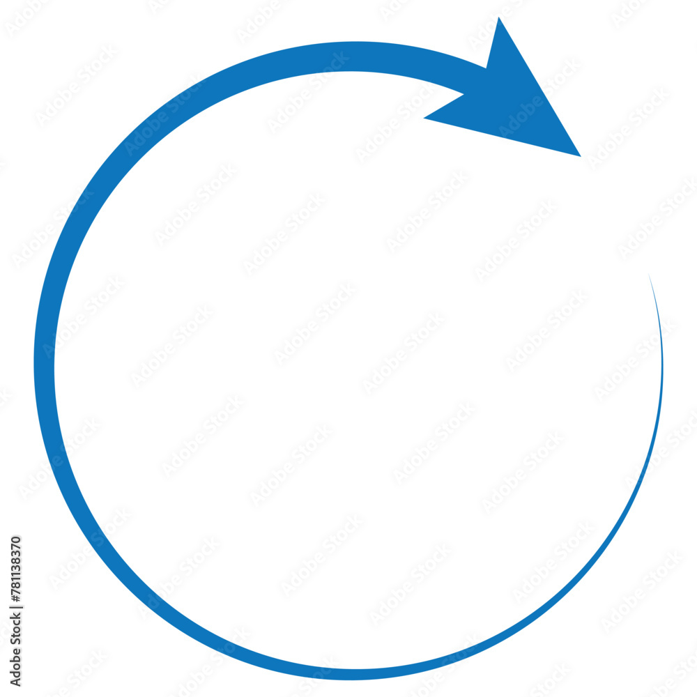 Circle arrow right. Radial arrow icon, symbol. Clockwise rotate, twirl, twist concept element. Spin, vortex pointer. Whirlpool, loop cursor shape on white background. Circle arrow right. Radial arrow icon, symbol. Clockwise rotate, twirl, twist concept element. Spin, vortex pointer. Whirlpool, loop cursor shape on white background.