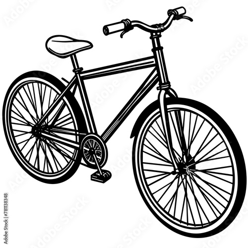 black bicycle isolated on white