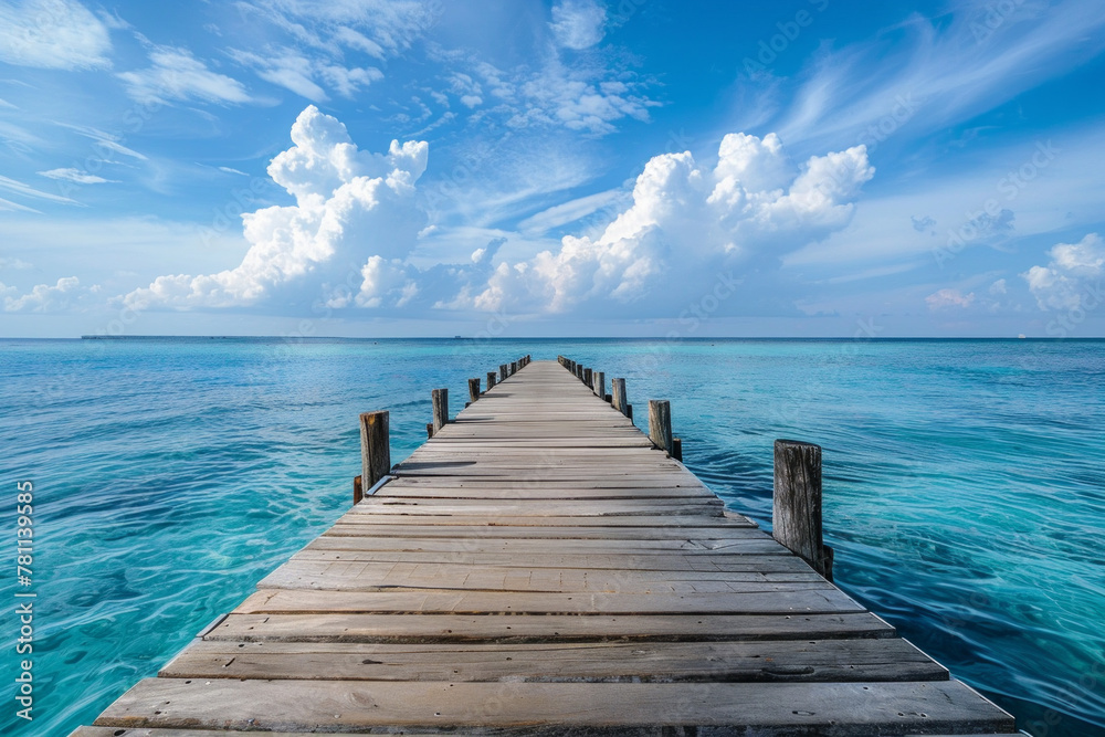 A pier on crystal clear ocean