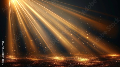 A modern image of sunlight. Sunbeams and rays on a transparent background