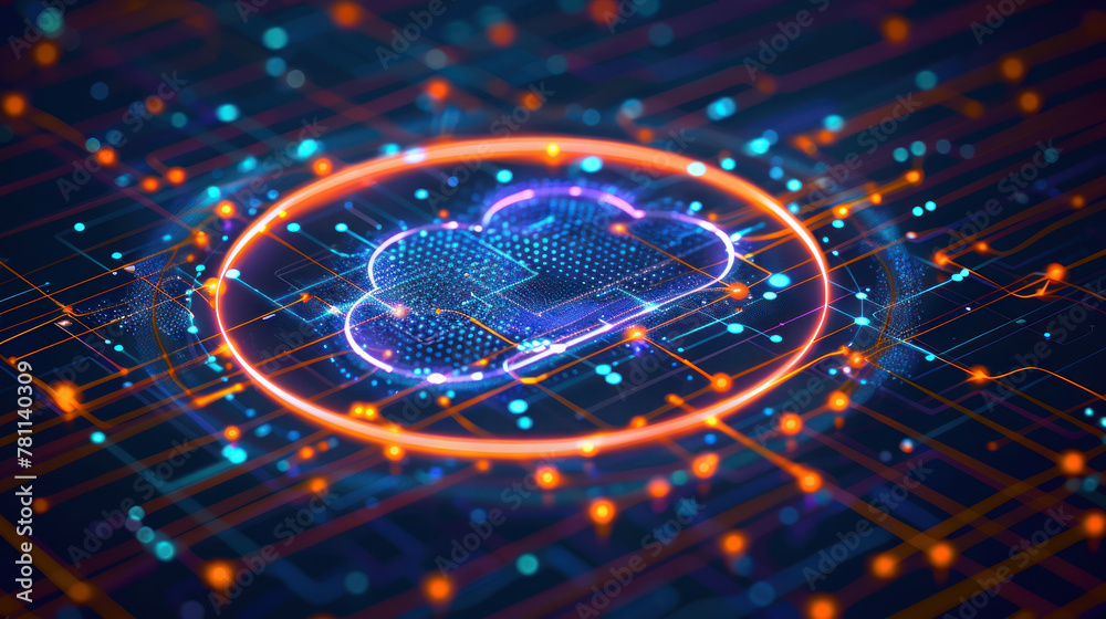 Dynamic cloud computing network showcasing data storage and digital connectivity with enhanced security. Dynamic cloud computing network showcasing data storage and digital connectivity with enhanced security.
